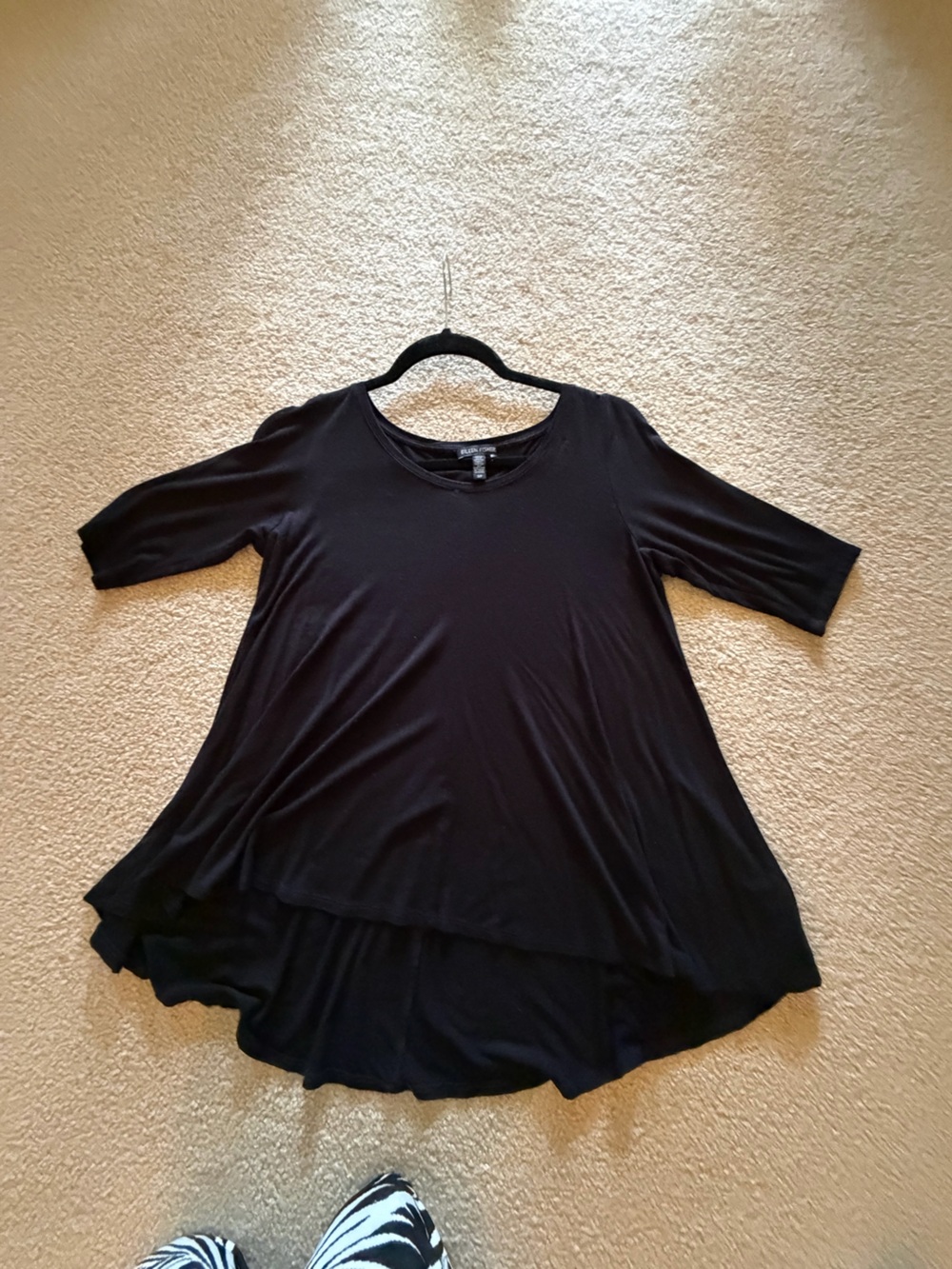 Eileen Fisher Black Relaxed Scoop-Neck Tunic